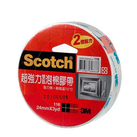 3M Scotch 116超強力泡棉膠24mm*3Y